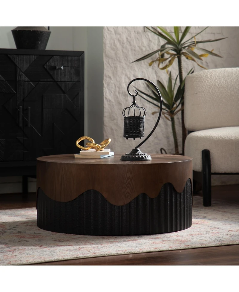 Streamdale 30" Round Handcrafted Relief Coffee Table