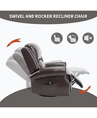 Streamdale Furniture Streamdale Heat Massage Rocker Recliner Chair, Swivel Fabric