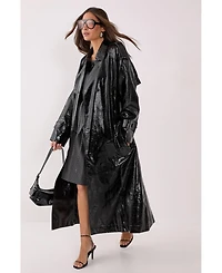 Nasty Gal Women's High Shine Faux Leather Trench Coat