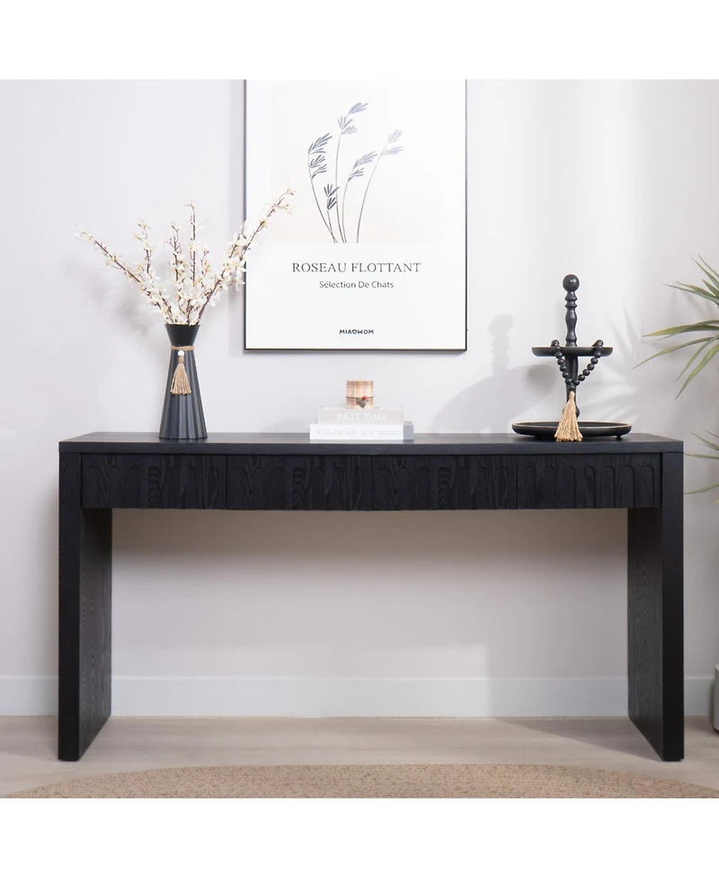 Streamdale Furniture Modern Black Console Table with 4 Drawers – 59.2" Entryway Table with Storage