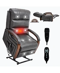 Streamdale Furniture Dark Grey Leatheraire Power Lift Recliner w/ Heat & Massage