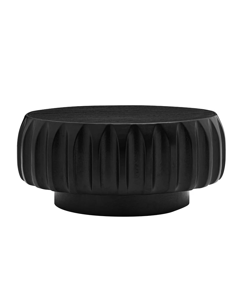 Streamdale Furniture Round Solid Wood Carved Coffee Table with Elegant Sculptural Design