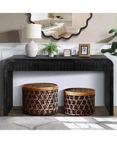 Streamdale Furniture 59" Vintage Entryway Table with Two Hidden Drawers for Small Spaces (Antique Black)