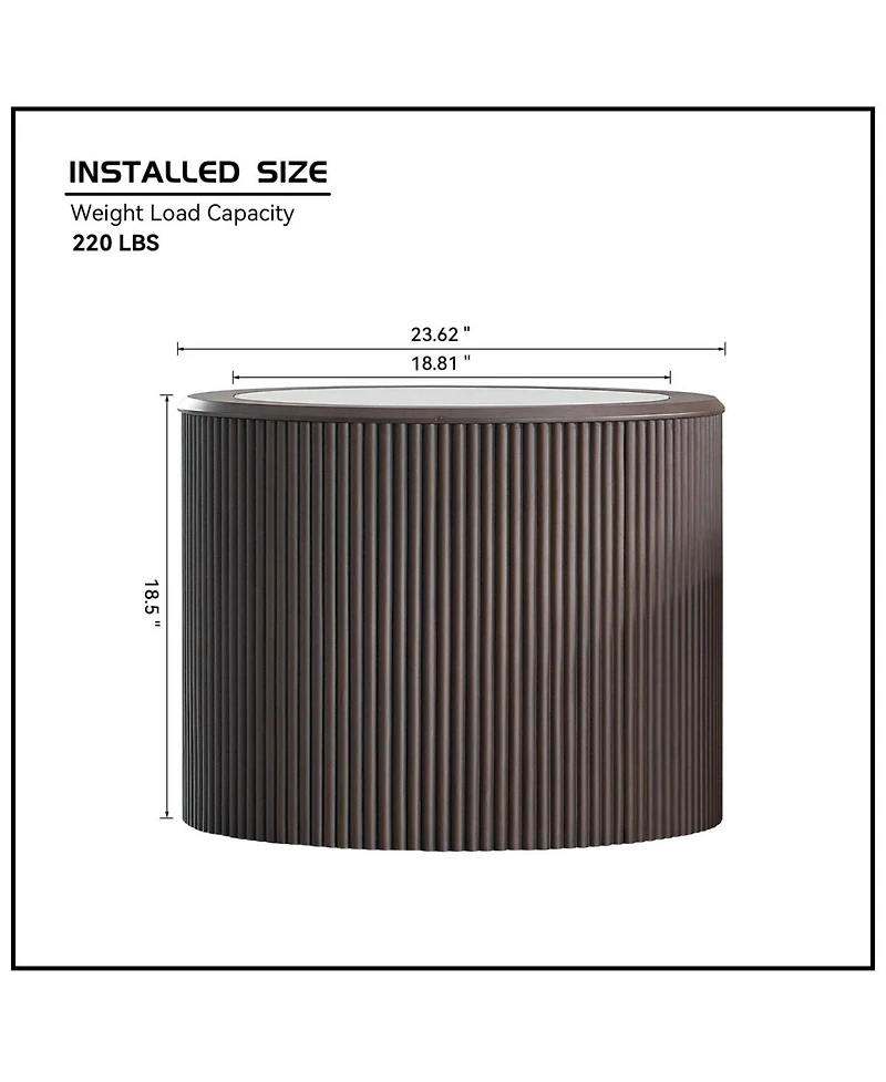 Streamdale Furniture Marble Coffee Table - Round End Table - Dark Brown