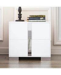 Streamdale Elegant White Mirrored Nightstand with 2 Drawers