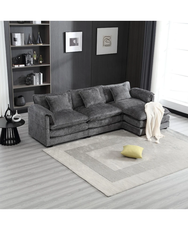 Streamdale Furniture Streamdale Oversized Sectional Cloud Couch, Modern Chenille L Shape, Ottoman & Memory Foam