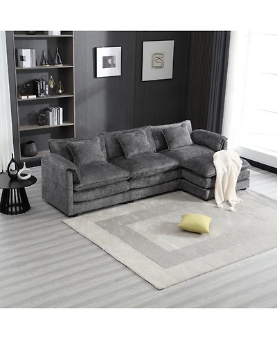 Streamdale Furniture Streamdale Oversized Sectional Cloud Couch, Modern Chenille L Shape, Ottoman & Memory Foam