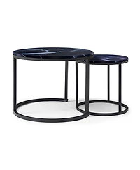 Streamdale Furniture Nesting Coffee Tables - Black Top Marble Pattern