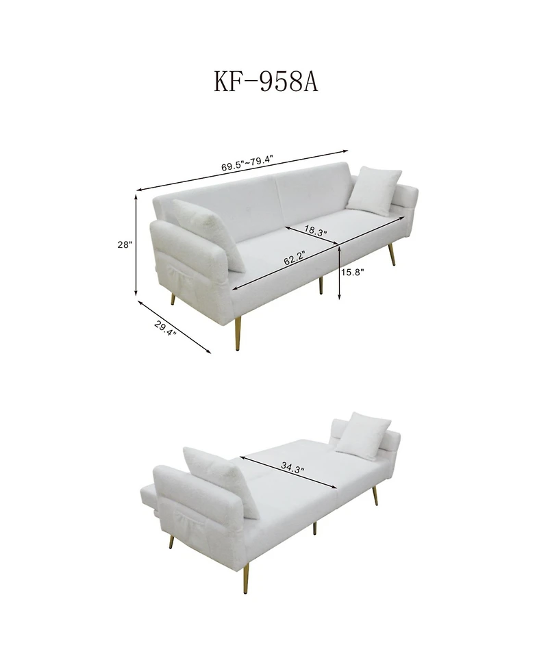 Streamdale Furniture Teddy Upholstered Loveseat Sofa Bed with Adjustable Back