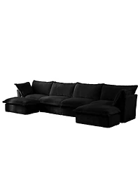 Streamdale Furniture Slipcovered U Shape Sectional Sofa - Black Corduroy