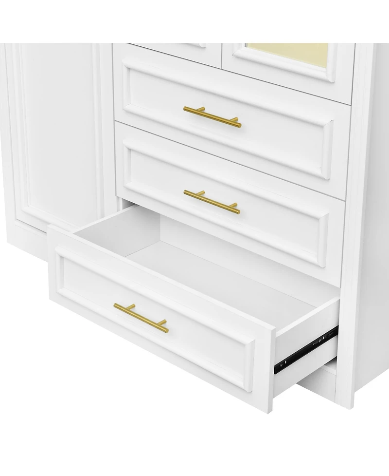 Streamdale Furniture 4-Door Wardrobe Armoire Closet w/ Led & 3 Drawers - White