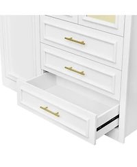 Streamdale Furniture 4-Door Wardrobe Armoire Closet w/ Led & 3 Drawers - White