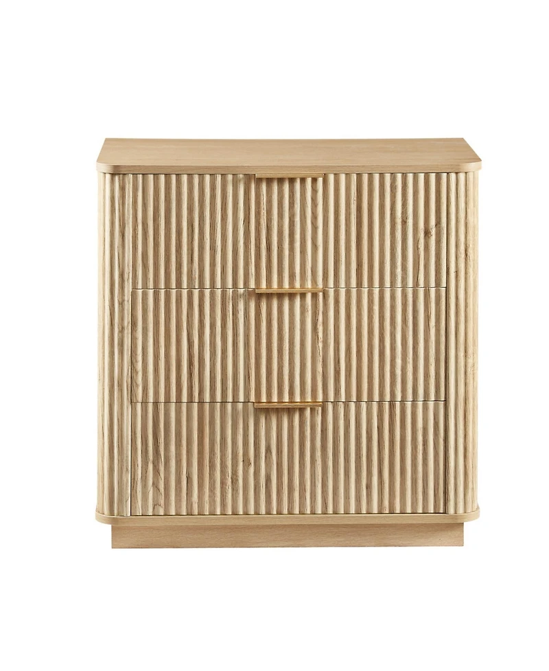 Streamdale Furniture Modern 3-Drawer Dresser Nightstand, Oak Finish