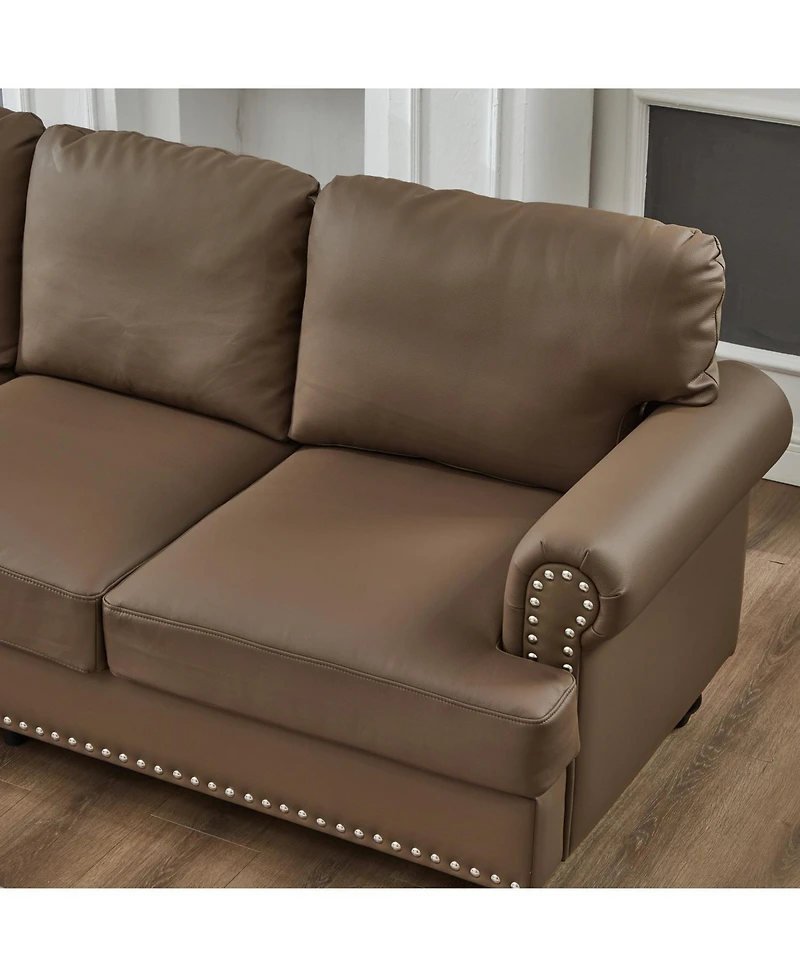 Streamdale Furniture 83" Modern Classic Brown Leather Sofa