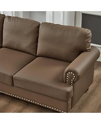 Streamdale Furniture 83" Modern Classic Brown Leather Sofa