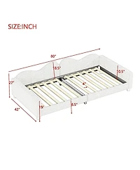 Streamdale Twin Upholstered Daybed, Sherpa Fabric Sofabed with Cloud-Shaped Backrest, No Box-spring Needed, Pink