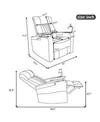 Streamdale Furniture Premium Power Recliner with Storage Arms, Cupholders, Swivel Tray Table and Cell Phone Stand