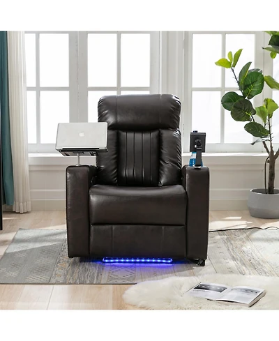 Streamdale Furniture Premium Power Recliner with Storage Arms, Cupholders, Swivel Tray Table and Cell Phone Stand