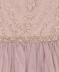 Rare Editions Girls' 7-16 Glitter Lace Bodice Dress