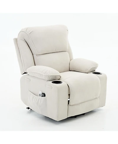 Streamdale Furniture Streamdale Ivory Remote-Controlled Heating and Massage Assistive Recliner for Seniors