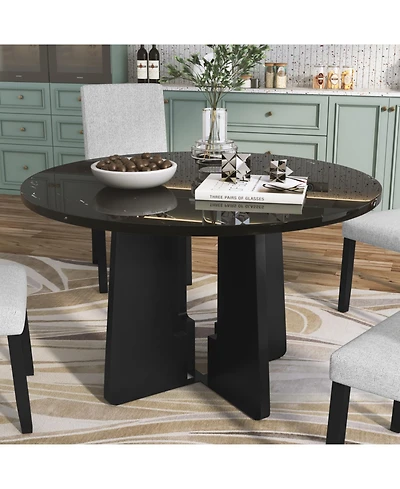 Streamdale Furniture 43" Faux Marble Round Dining Table - Mid-Century Modern