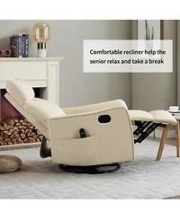 Streamdale Furniture Faux Leather Heat Massage Manual Recliner Chair with Rocker & Swivel