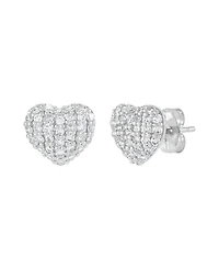 Macy's Diamond Heart Stud Earrings (1/2 ct. t.w.) in Sterling Silver and Rhodium