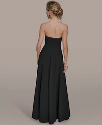 Donna Karan New York Women's Strapless Floral Hot Fix Maxi Dress