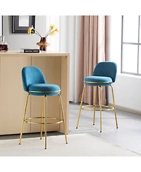Streamdale Furniture Rio Claro Gold & Blue Upholstered Barstools (Set of 2)