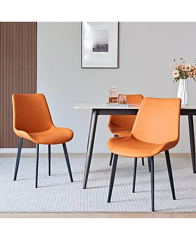 Streamdale Furniture Orange Pu Leather Dining Table Set of 2 with Iron Legs