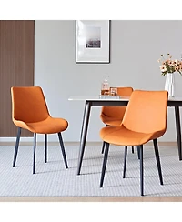 Streamdale Furniture Orange Pu Leather Dining Table Set of 2 with Iron Legs