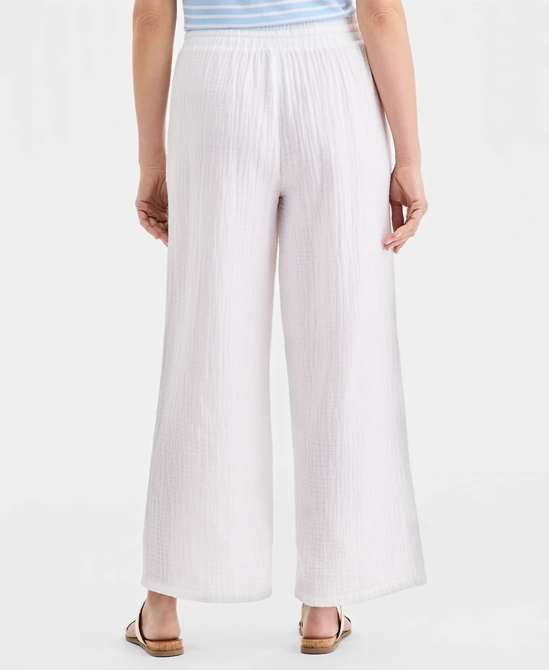 Style & Co Women's Cotton Gauze Straight-Leg Pull-On Pants, Macy's Exclusive