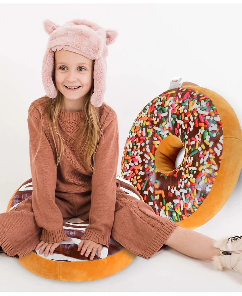 Cheer Collection Reversible Photoreal Donut Decorative Pillow, 16" Round