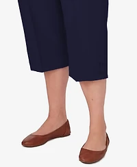 Alfred Dunner Plus Classic Button Hem Gathered Waistband Capri Pants