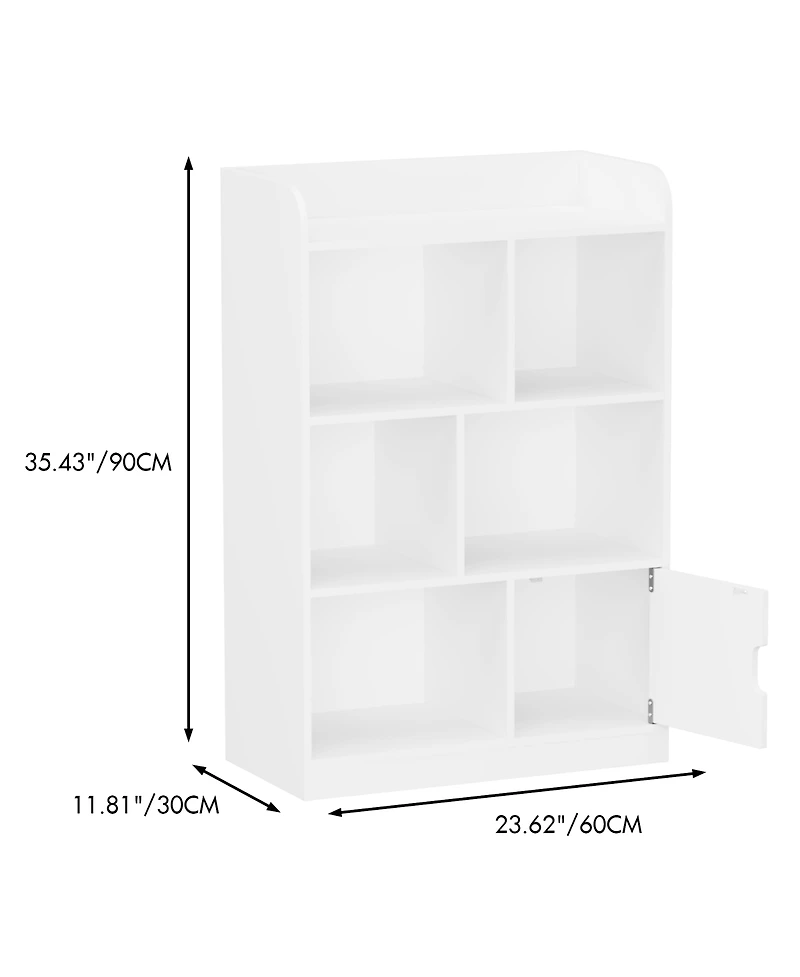 White Mdf Kids Bookcase with Display Names and Anti-Tip Device
