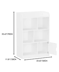 White Mdf Kids Bookcase with Display Names and Anti-Tip Device