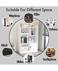 White Mdf Kids Bookcase with Display Names and Anti-Tip Device