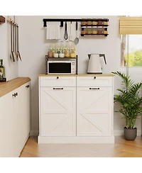 Streamdale Furniture Kitchen Storage Cabinet with Trash Cabinet, Drawers, Shelves, and Door