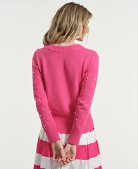 Isaac Mizrahi Women's Beaded Crewneck Sweater