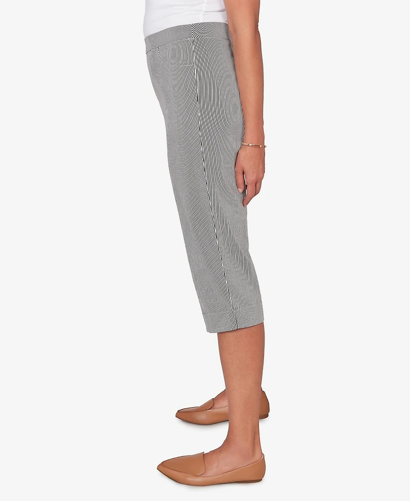 Alfred Dunner Women's Classic Stretch Stripe Clamdigger Capri Pants