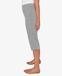 Alfred Dunner Women's Classic Stretch Stripe Clamdigger Capri Pants