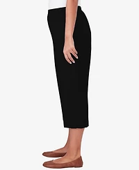Alfred Dunner Women's Classic Button Hem Gathered Waistband Capri Pants