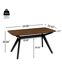 Streamdale Furniture Wood Dining Table ,Walnut+Black