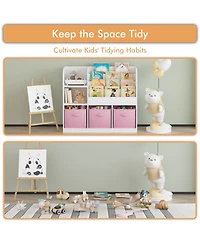 Streamdale Furniture Kids Bookcase with Fabric Drawers - White/Pink