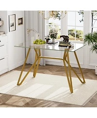 Streamdale Furniture 47.3" Rectangular Glass Dining Table - Gold