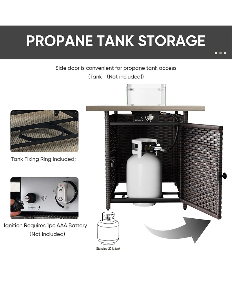 Gymojoy Crescent All-weather Pe Wicker Fire Pit Conversation Set with Olefin 6 In. Thick Cushions Patio Swivel Chairs (5-Piece