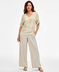 Jm Collection Women's Printed Metallic Roll-Cuff Sweater, Macy's Exclusive