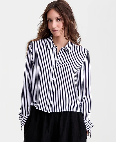 On 34th Women's Cropped Button-Down Crepe Shirt, Macy's Exclusive