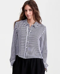 On 34th Women's Cropped Button-Down Crepe Shirt, Macy's Exclusive