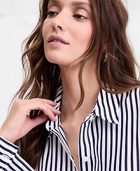 On 34th Women's Cropped Button-Down Crepe Shirt, Macy's Exclusive